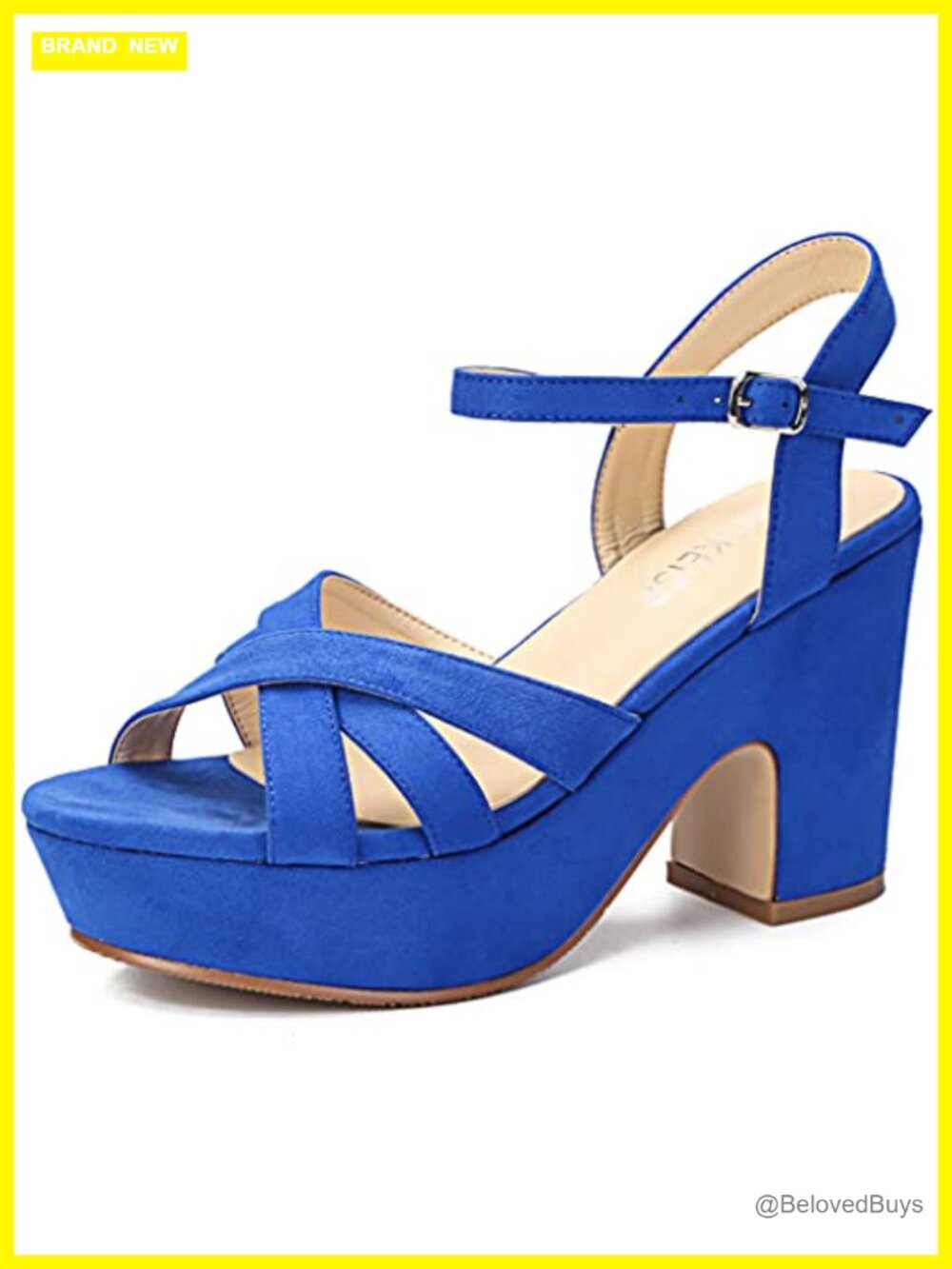 Women's Platform Block Heel Sandals Ankle Strap Suede Open Toe Wedge
